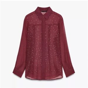 Zara Burgundy beaded blouse